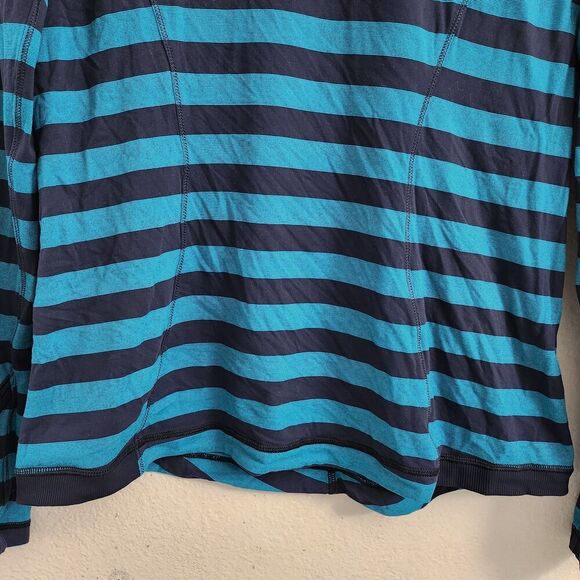 Lululemon Top 6 Blue Base Runner Long Sleeve Micro Macro Striped Surge Inkwell - Picture 5 of 9
